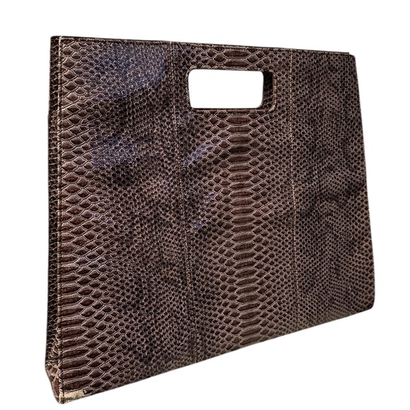 Large Brown Snakeskin Clutch Bag - Picture 1 of 8